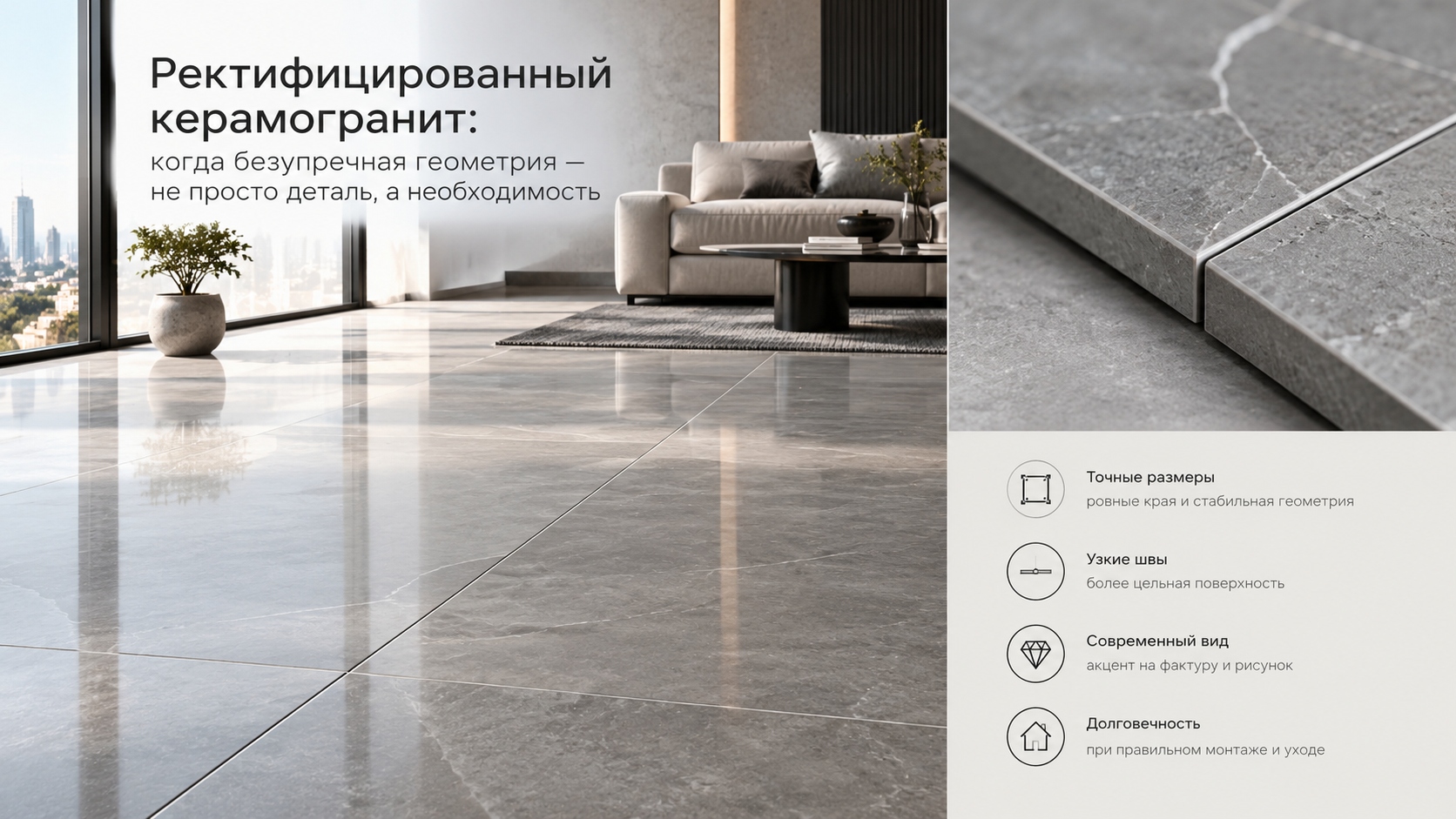 Ректифицированный керамогранит: когда безупречная геометрия — необходимость