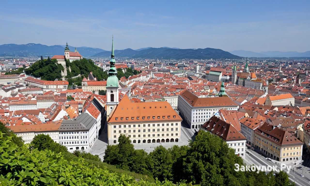 Современная архитектура Граца Kunsthaus и остров Муринзель