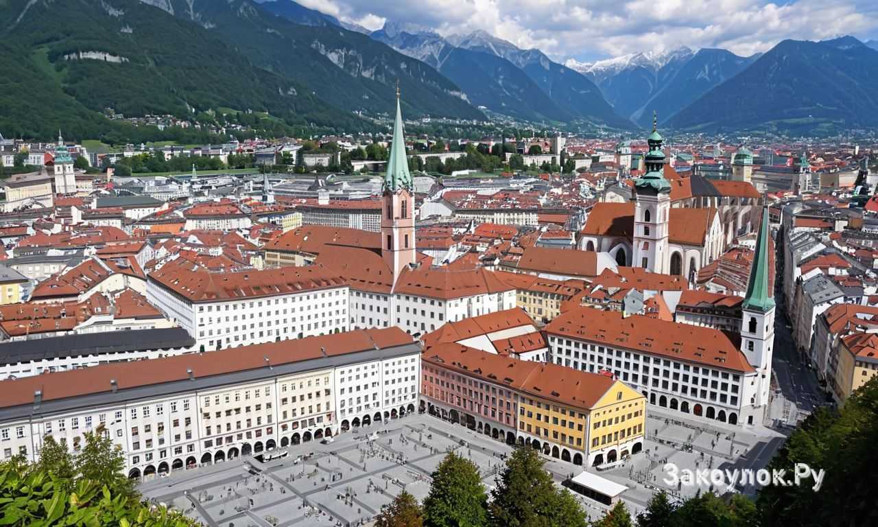 Инсбрук Австрия исторический центр и Золотая крыша символ Тироля для визита