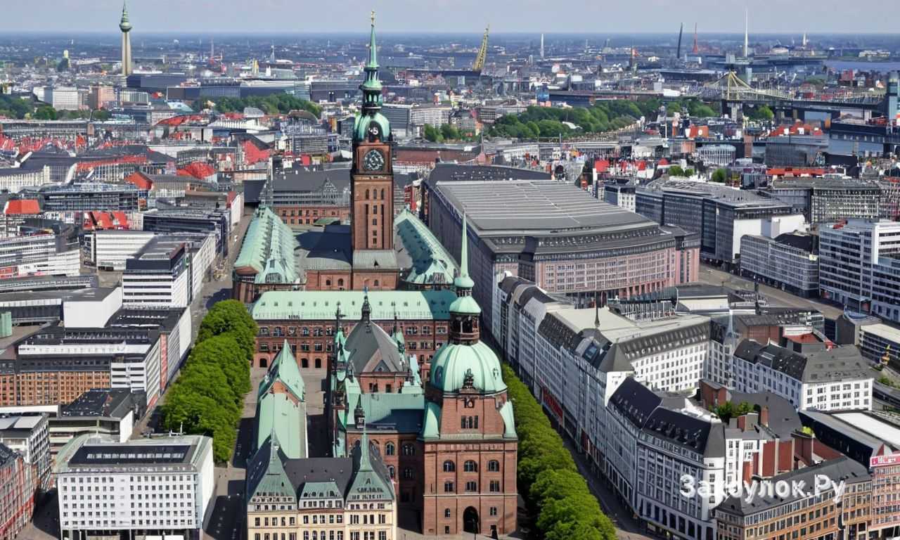 Гамбург Германия исторический порт и набережные города