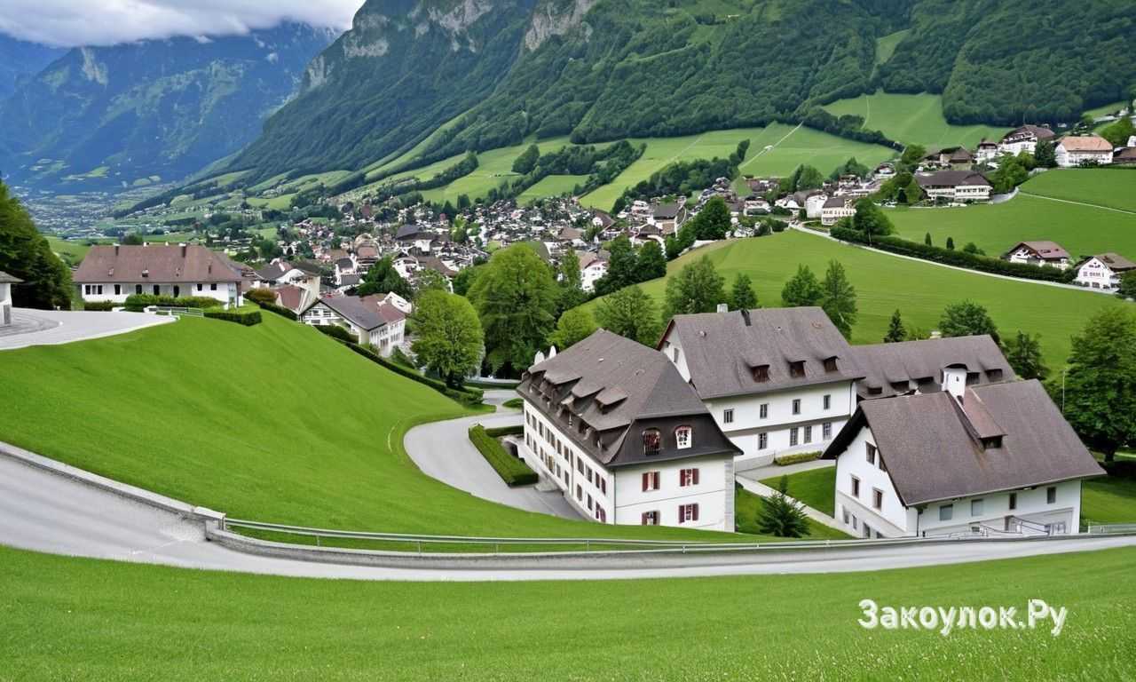 Расположение Гампена и варианты подъезда из Вадуца и соседних городов